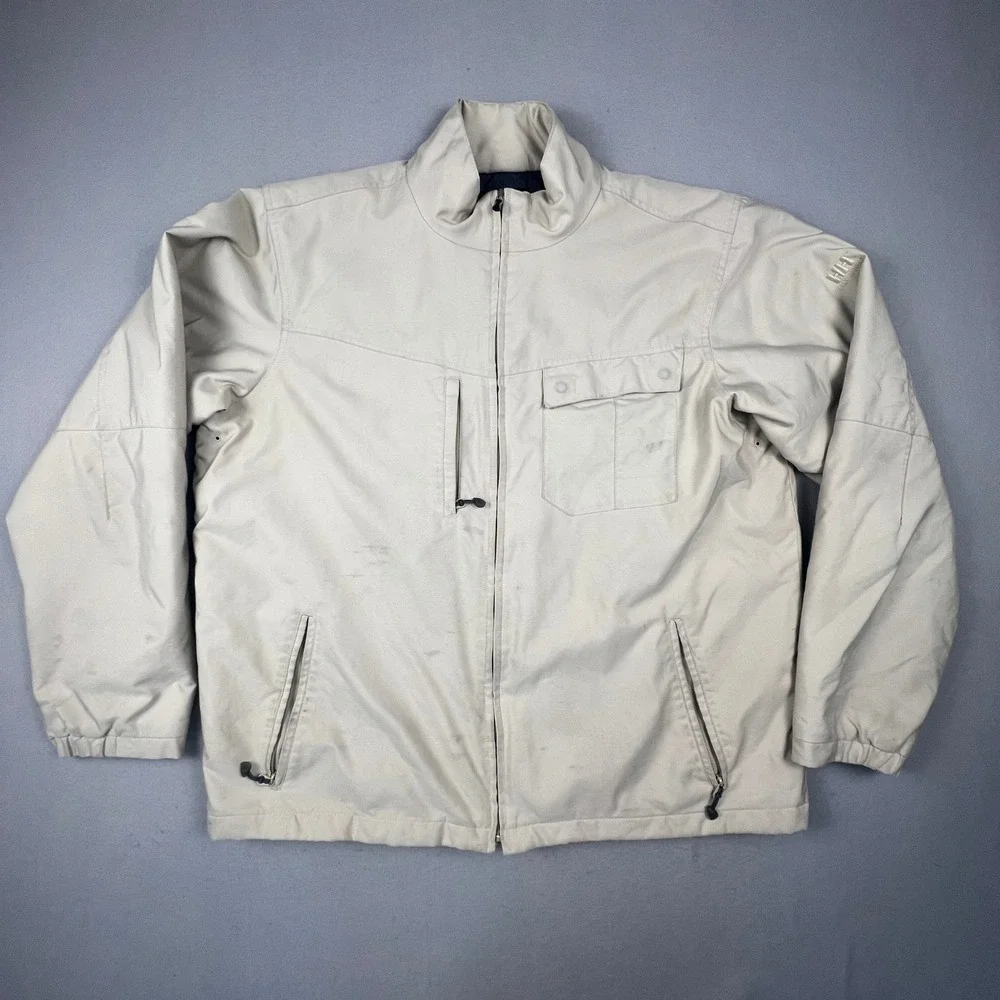 Helly Hansen Workwear Jacket Mens XXL Beige Quilted Snowboard Outdoor Gorpcore
